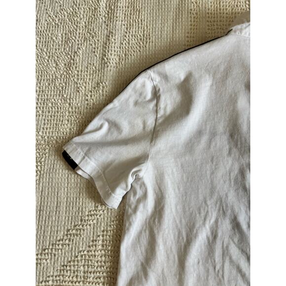 Calvin Klein Jeans White Polo Shirt Black Logo Ribbon Detail Size Small - Picture 14 of 14